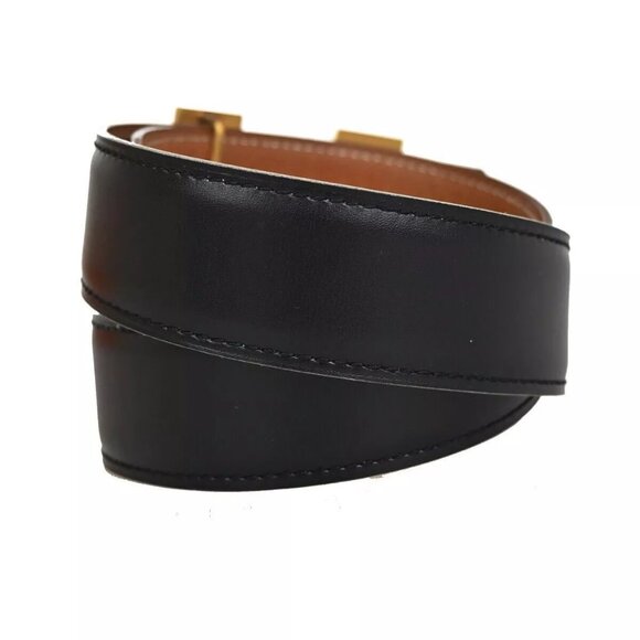 HERMES H Logo Constance Reversible Buckle Belt Leather Black Brown 85RH305 - Picture 10 of 12